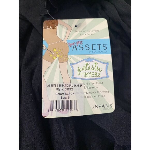 Assets by Sara Blakely High Waist Mid Thigh Black Sensational Shaper 58F42 SZ 5 - Picture 7 of 7